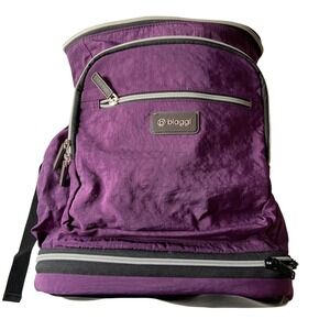 Biaggi Purple Nylon Backpack on the Go Convertible Travel Bag